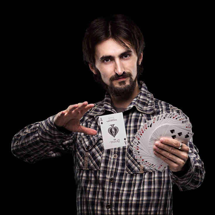 Card trick by magician
