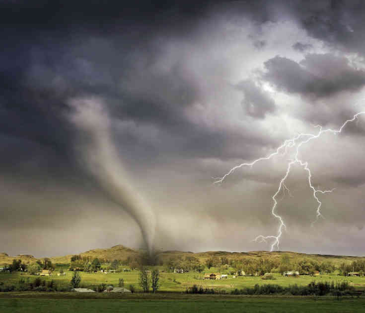 Tornado and lightning